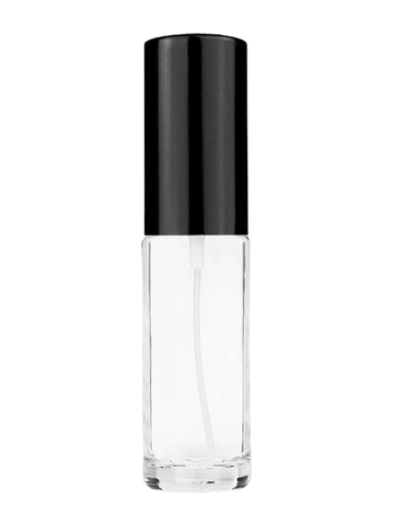 Cylinder design 5ml, 1/6oz Clear glass bottle with shiny black spray ...