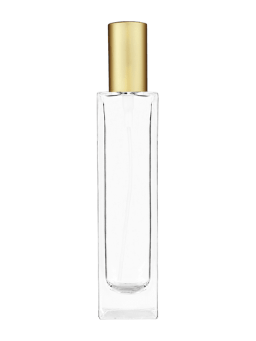 Sleek design 100 ml, 3 1/2oz clear glass bottle with matte gold spray ...
