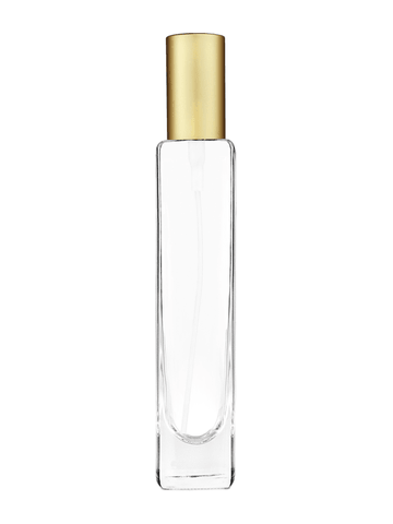 Slim design 100 ml, 3 1/2oz clear glass bottle with matte gold spray ...