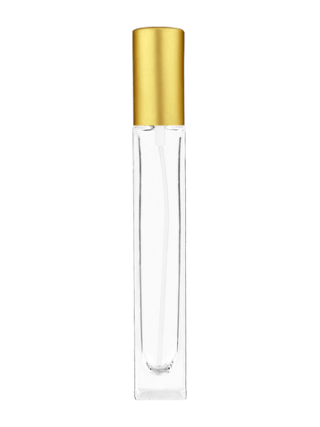 Tall rectangular design 10ml, 1/3oz Clear glass bottle with matte gold ...